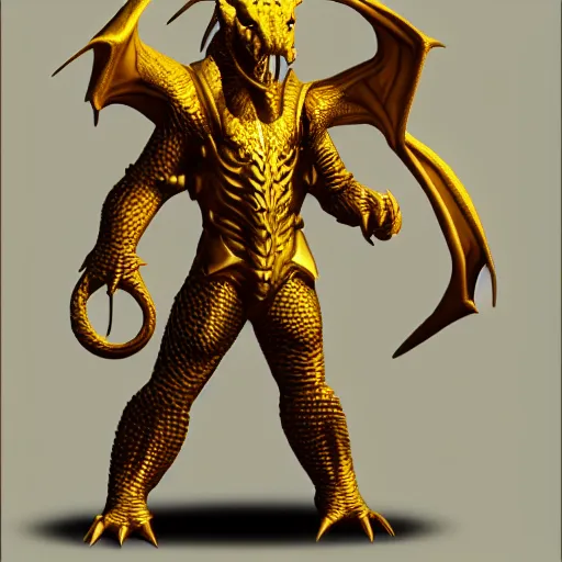Prompt: Golden Dragonborn by Dragolisco