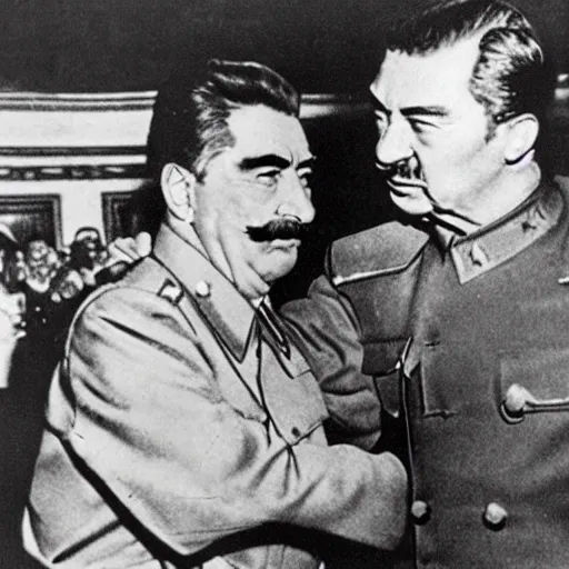 Prompt: Joseph Stalin friendship with dragon,
