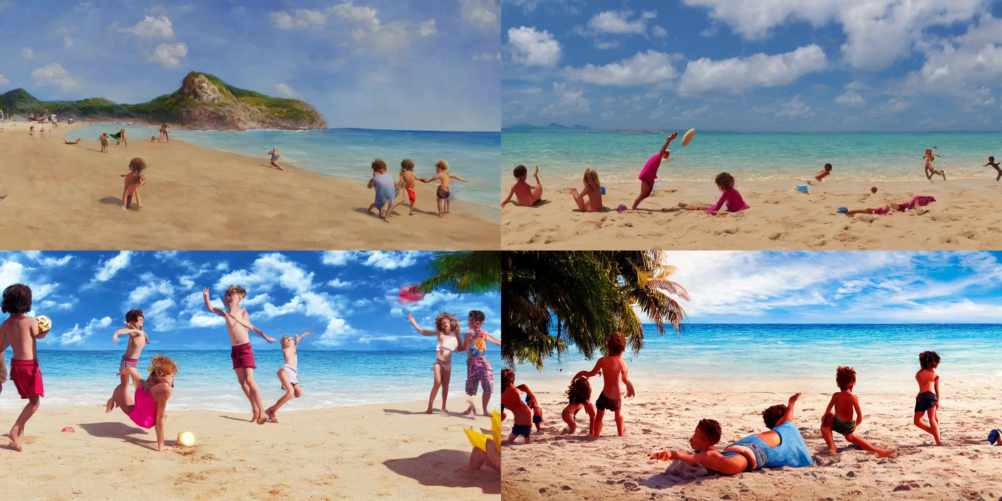 Prompt: A beach where young people are happily playing, realism, 4k hd