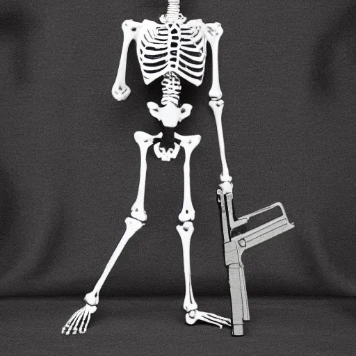 Image similar to Skeleton with an Uzi