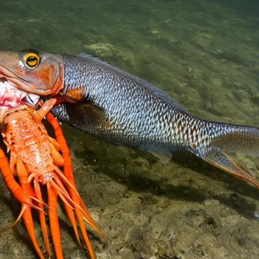 Image similar to fish eating a crayfish