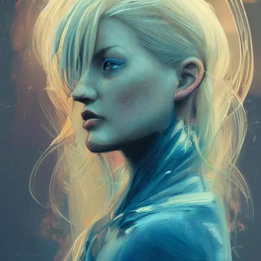 Image similar to Beautiful girl with a blond hair and blue eyes profile picture by Greg Rutkowski, asymmetrical, Organic Painting , Matte Painting, geometric shapes, hard edges, street art, trending on the artstation, realistic:2 by Sachin Teng:4, blur: -4