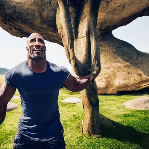 Image similar to dwanye the rock johson with a double chin, 8 k uhd, amazing photography, medium shot