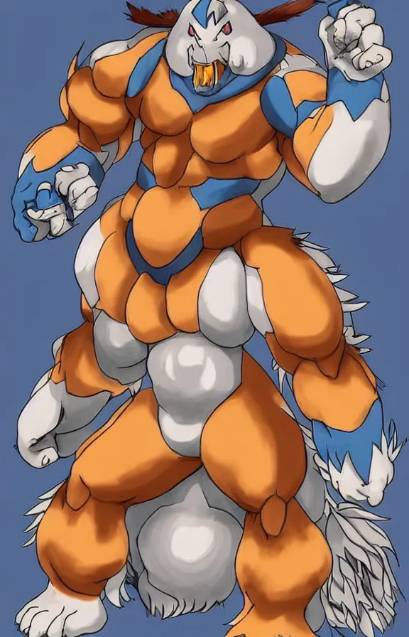 Prompt: fusion between machamp and arcanine