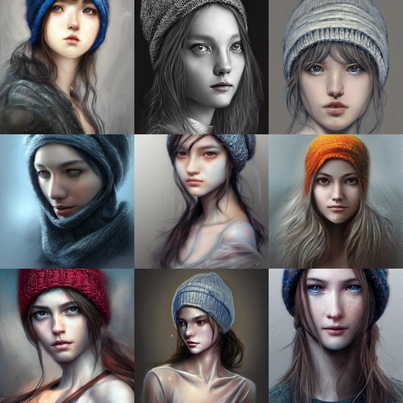 Prompt: portrait of a starving ai artist, detailed clothing, beanie, concept art, artstation, detailed luminescent digital painting by alan lee and artgerm, beautiful, elegant, exquisite masterpiece