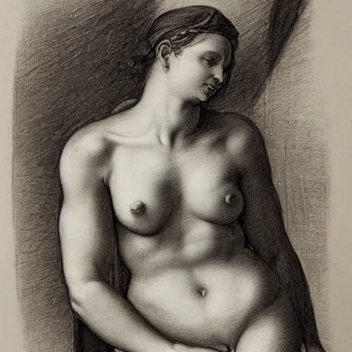 Image similar to of pencil sketches on paper of the female form by michelangelo