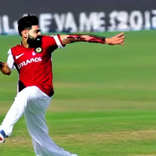 Image similar to Virat Kohli playing football , photorealistic