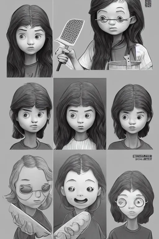 Image similar to millie brown making pancakes, animation pixar style, by pendleton ward, magali villeneuve, artgerm, rob rey and kentaro miura style, golden ratio, trending on art station