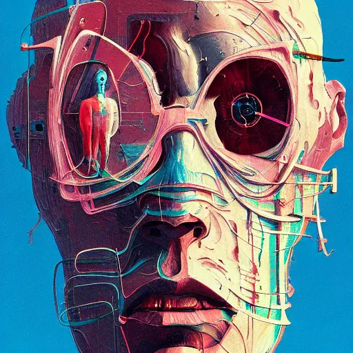 Image similar to Portrait of an abstract visual of artificial intelligence,highly detailed, very coherent, painted by Francis Bacon and Edward Hopper, Wayne Barlowe, painted by James Gilleard, surrealism, airbrush, art by JamesJean