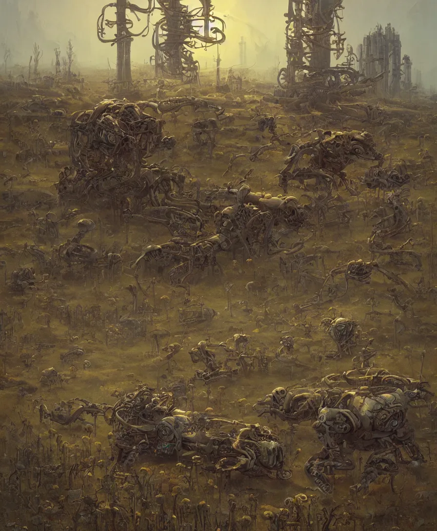 Prompt: rolling bones, illustrated by Simon Stålenhag and Gaston Bussiere, intricate, ultra detailed, photorealistic, trending on artstation