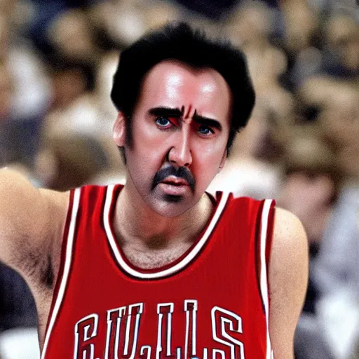 Image similar to Nicolas Cage as a member of the Chicago Bulls