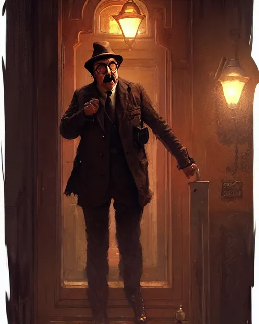 Image similar to peter sellers as inspector clouseau sneaking at night, pulp character portrait, ultra realistic, concept art, intricate details, highly detailed by greg rutkowski, gaston bussiere, craig mullins, simon bisley