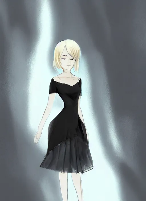 Prompt: an elegant woman in black dress, portrait, artwork by library of ruina, library of ruina concept art, anime