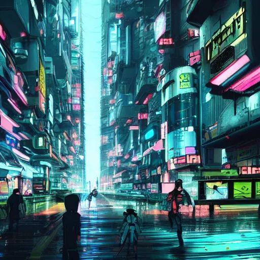 Prompt: ion fury city, cyberpunk, anime