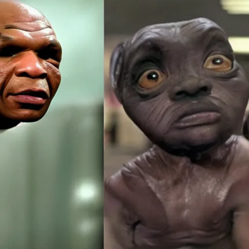 Prompt: e. t. mike tyson stuck inside the matrix