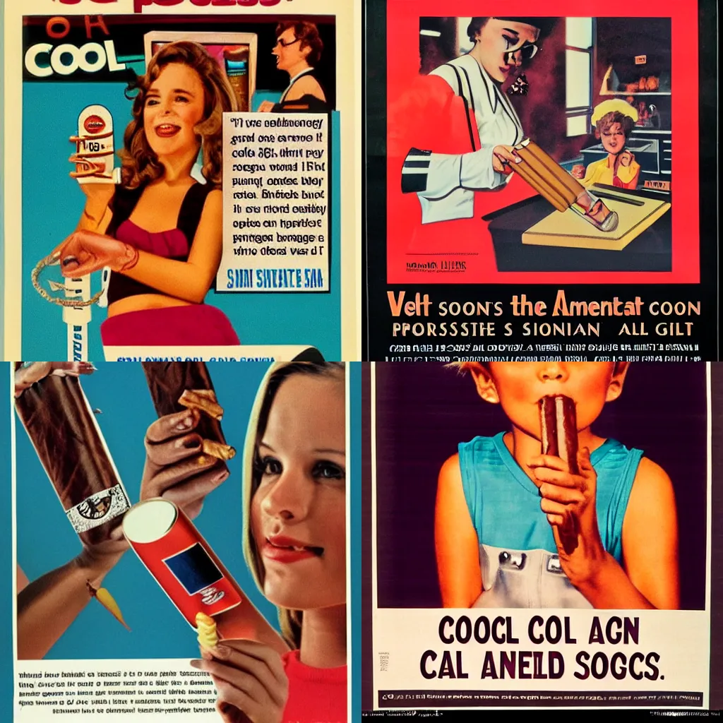 Prompt: 1980 PSA poster warning about cool cigars for all American girls