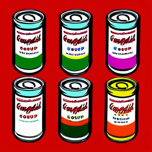 Image similar to soup cans by andy warhol, digital art, trending on artstation