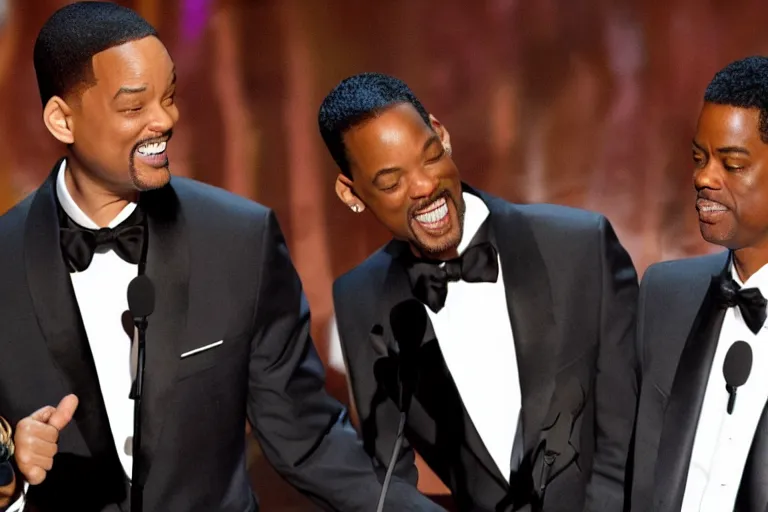 Prompt: will smith slapping chris rock at oscars ultra detailed 4k