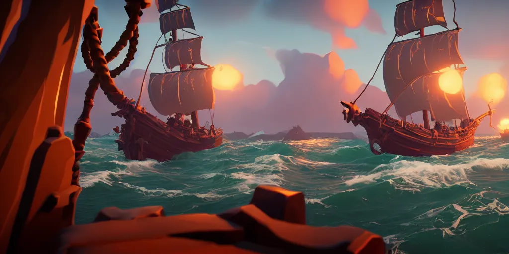 Image similar to sea of thieves screenshot, kraken, dark, storm, unreal engine, digital art