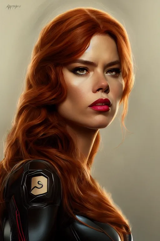 sofia vergara as black widow, realistic portrait, | Stable Diffusion