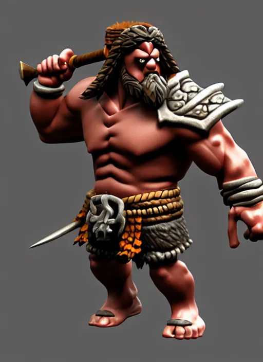Image similar to barbarian, stylized stl fantasy miniature, 3 d render, activision blizzard style, michael vicente