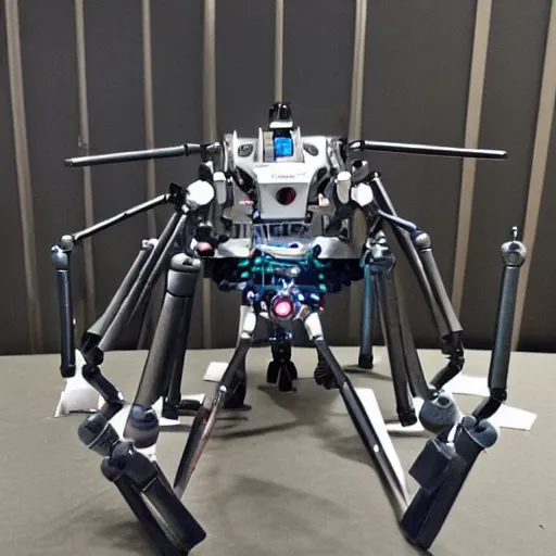 Prompt: a mechanical spider robot with guns