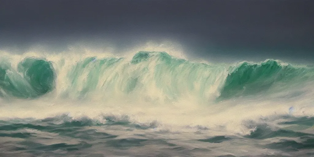 Image similar to a pictureque wave, cinematic lighting, detailed oil painting, hyperrealistic, 8k