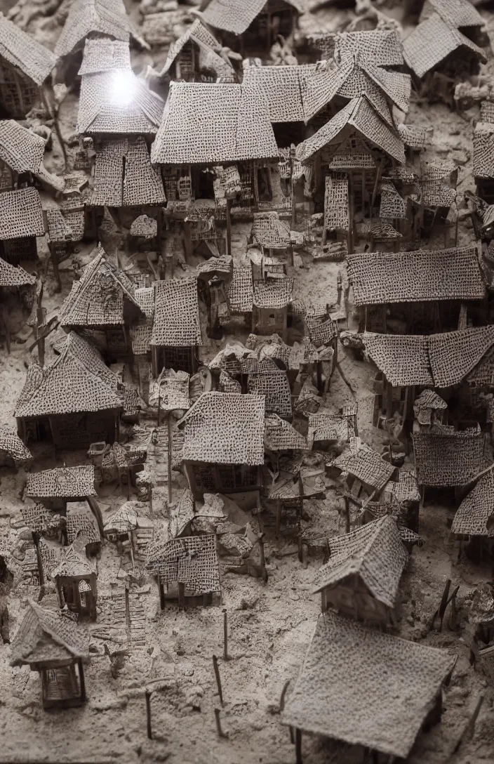 Image similar to architectural model, studio lighting, low contrast, single building, rumah tradisional toraja, tongkonan