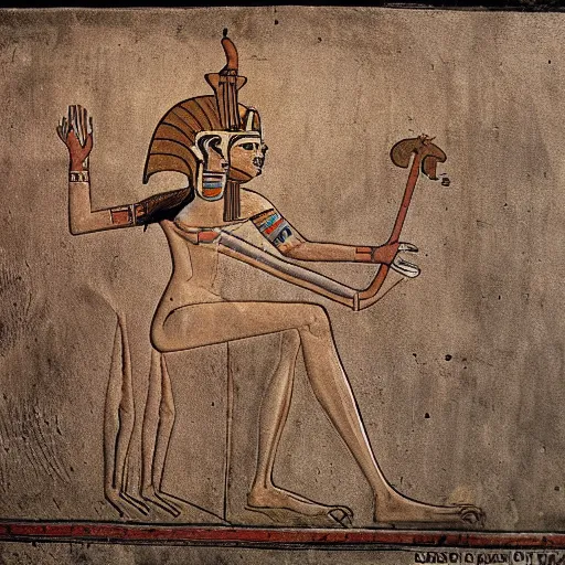 Prompt: ancient egyptian art of xenomorph alien