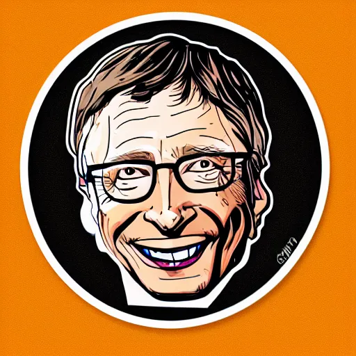 Image similar to sticker illustration of angry bill gates pulling middle finger