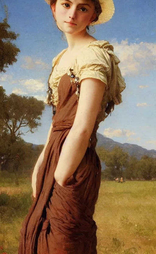 Prompt: portrait en buste of annasophia robb in a pastoral field, traditional corsican, intricate, highly detailed, artstation, illustration, jurgens, rutkowski, bouguereau