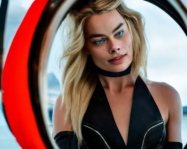 Prompt: a photo of margot robbie sitting on a flying plane, hyper realistic face, beautiful eyes, cinematic, long shot, hyper detailed, 8 5 mm photograph, 8 k resolution, film still, sharp lens, wide lens