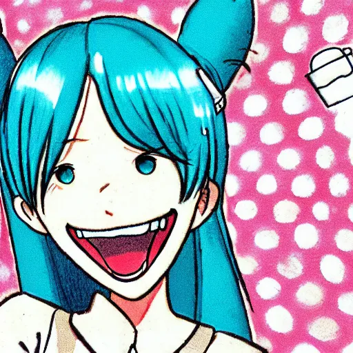 Prompt: hatsune miku drawn by gary larson