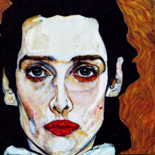 Image similar to winona Ryder in the style of egon schiele