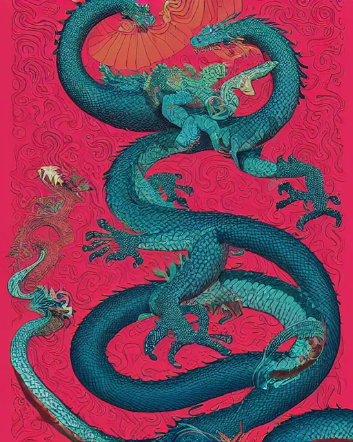 Image similar to a dragon serpent, digital art, illustrated by james gurney and victo ngai