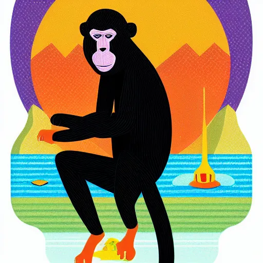 Prompt: monkey person in style of kurzgesagr