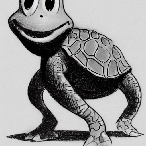 Image similar to milt kahl sketch of a cartoon turtle