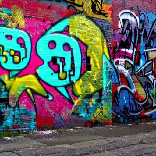 Image similar to graffiti, acid house, back alleys