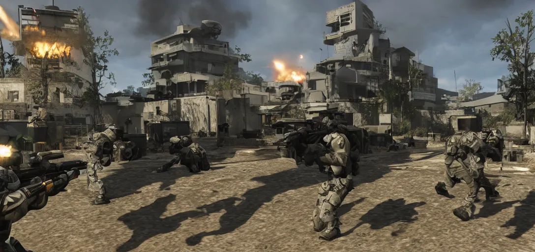 Prompt: in game screenshot of call of duty warzone