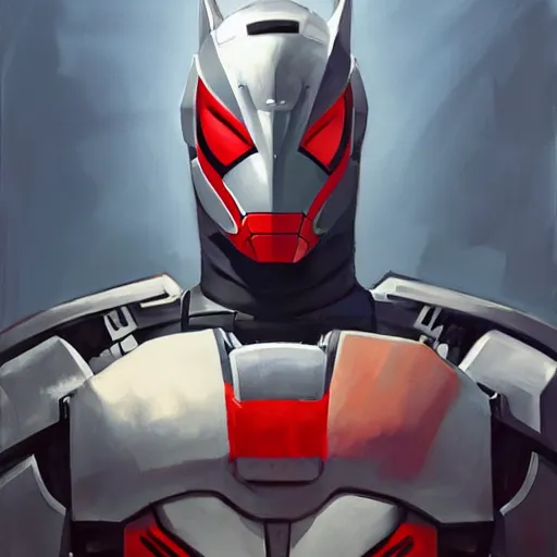 Image similar to greg manchess portrait painting of armored spiderman ultraman grey fox from metal gear cyborg japanese - american hybrid as overwatch character, medium shot, asymmetrical, profile picture, organic painting, sunny day, matte painting, bold shapes, hard edges, street art, trending on artstation, by huang guangjian and ail elvgren and sachin teng