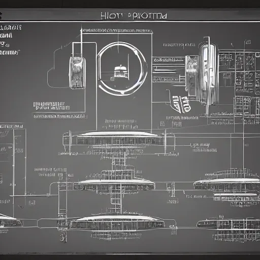 Image similar to highly detailed hyrodgen bomb schematics