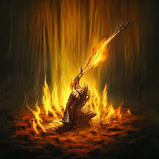Image similar to dark souls bonfire by botero