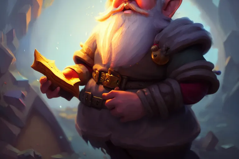 Image similar to [ important ] amazing portrait of funny gnome ], hearthstone splash art, deiv calviz, splash art, natural light, elegant, intricate, fantasy, atmospheric lighting, by greg rutkowski, hearthstone splash art, hd wallpaper, ultra high details, cinematic composition