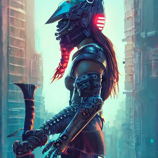 Image similar to cyberpunk viking helmet mask warrior goddess robot ninja fantasy, art gta 5 cover, official fanart behance hd artstation by jesper ejsing, by rhads, makoto shinkai and lois van baarle, ilya kuvshinov, ossdraws