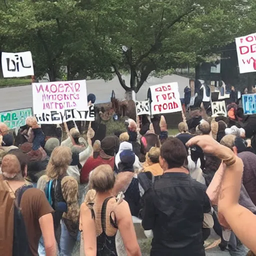 Image similar to cows protesting, holding op signs