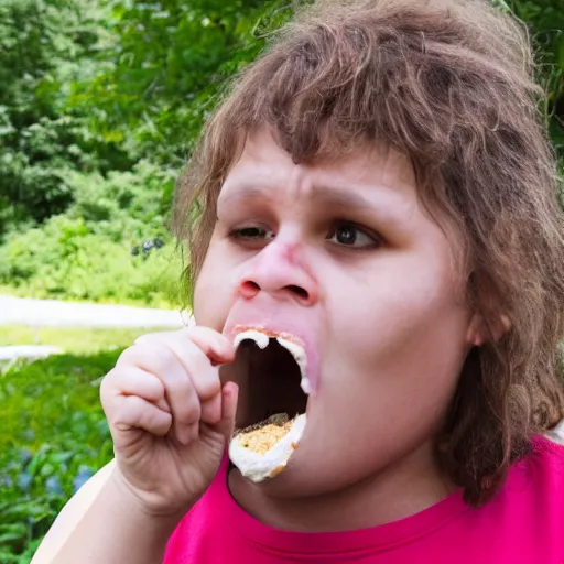 Image similar to photo of a neanderthal amazed eating ice cream