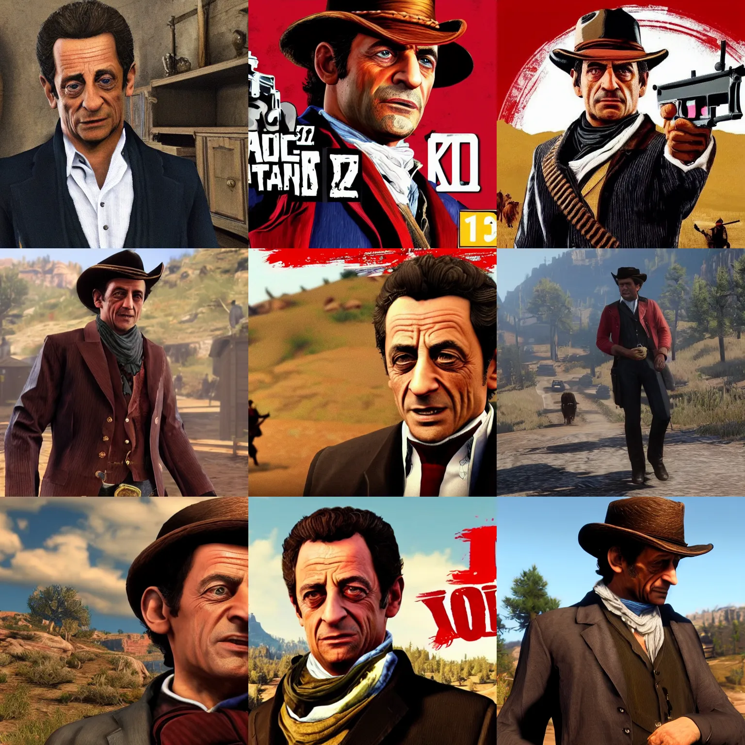 Prompt: Nicolas Sarkozy in red dead redemption 2 4K quality