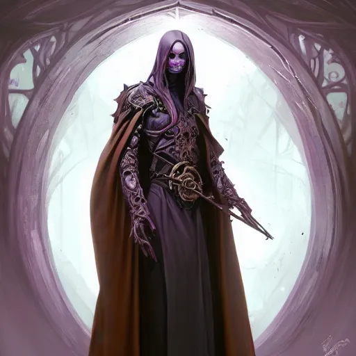 Prompt: beautiful wizard necromancer undead scarred limper rotting robes grim dark cruel wizard sorcerer, intricate, elegant, highly detailed, digital painting, artstation, concept art, smooth, sharp focus, illustration, art by artgerm and greg rutkowski and alphonse mucha and loish and wlop