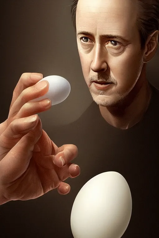 Image similar to a boiled egg with the shell peeling off with edward norton's face inside, highly detailed, dramatic lighting, concept art by caravaggio and greg rutkowski and artgerm