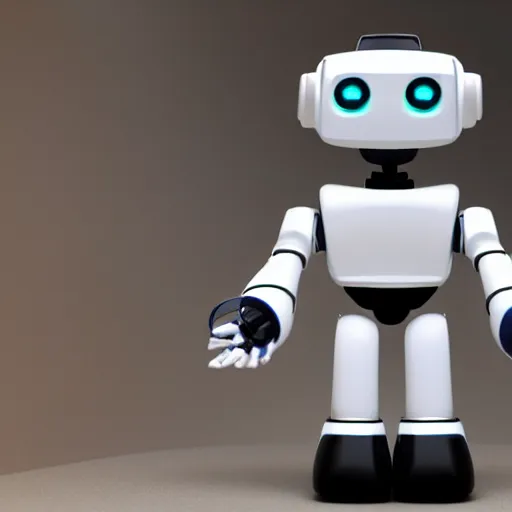 Image similar to a cool robot made from google the robot is like a human his head is black and his whole body is white and robot is made with plastic photo - realistic 4 k